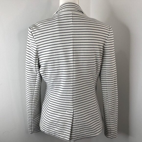 Apt 9 Womens Blazer Jacket Size S Knit White Black Stripe Lined Coastal Preppy - Picture 5 of 10
